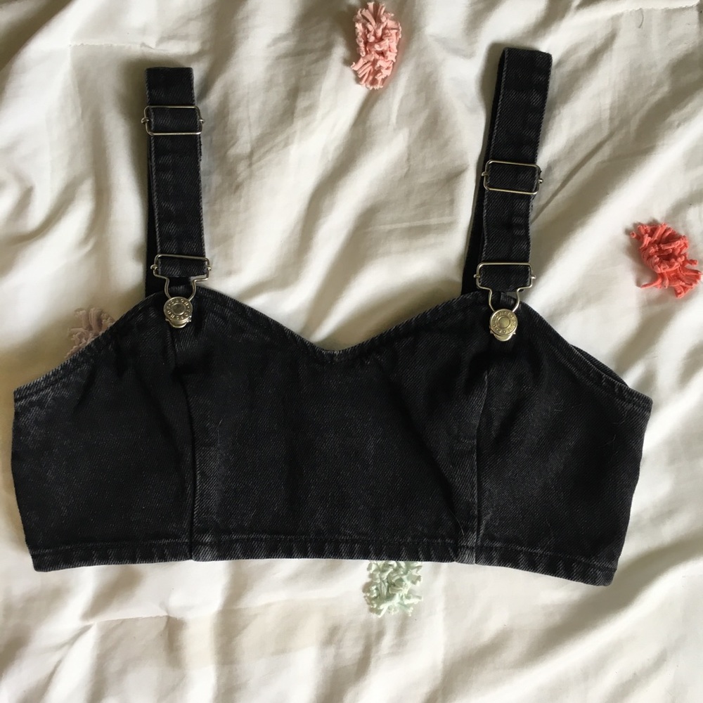 Topshop Moto black denim bustier